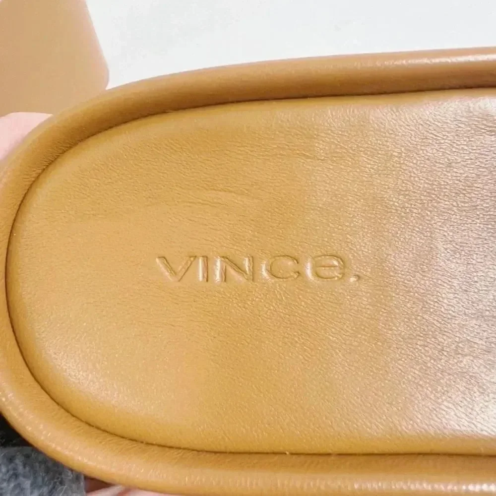 Vince Mari Tan Woven Leather Platform Wedge Sandals Women's Size 9